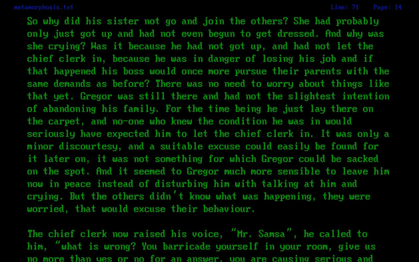 Green CRT theme screenshot in Maru Writer