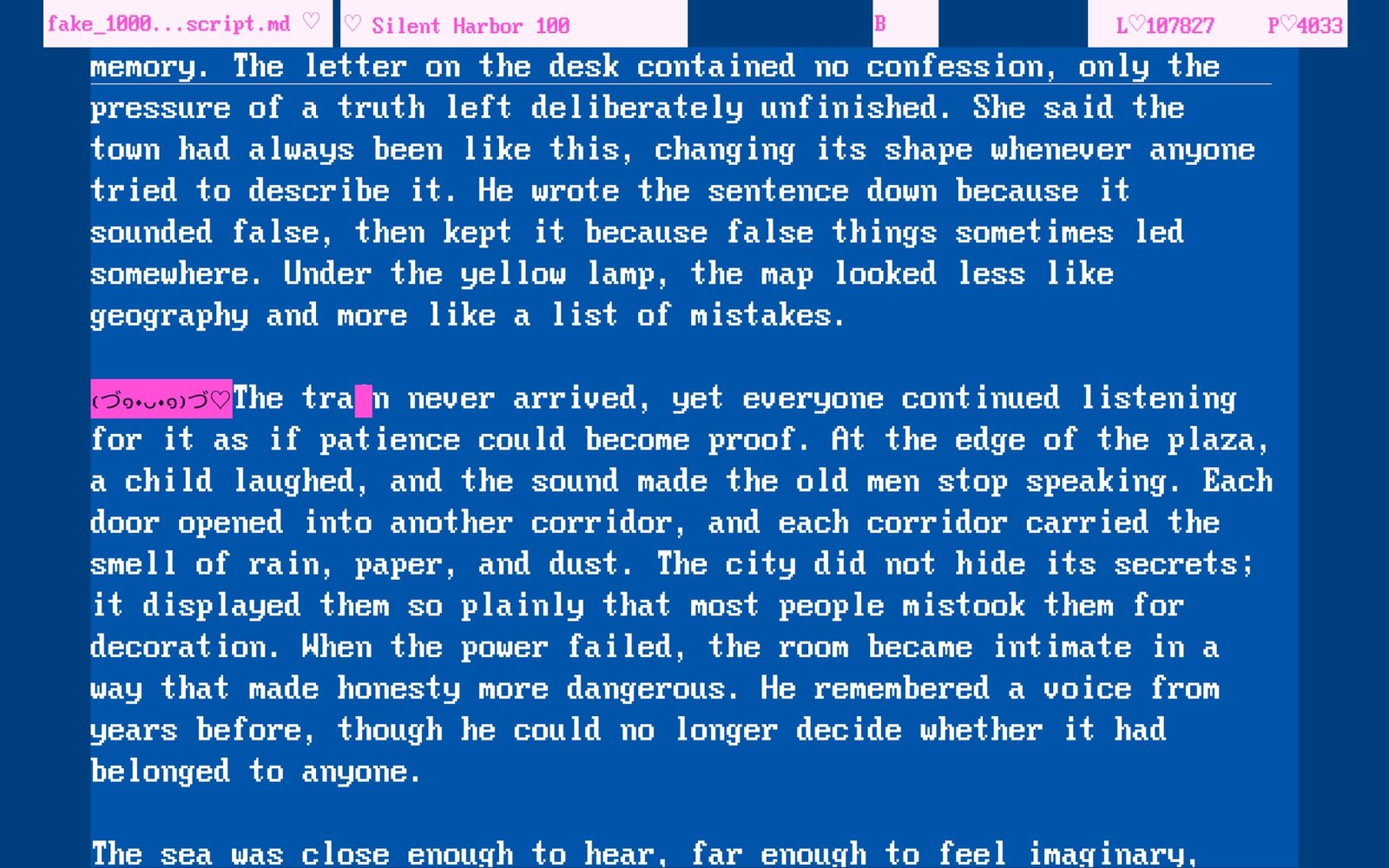 KawaiiDOS theme screenshot in Maru Writer