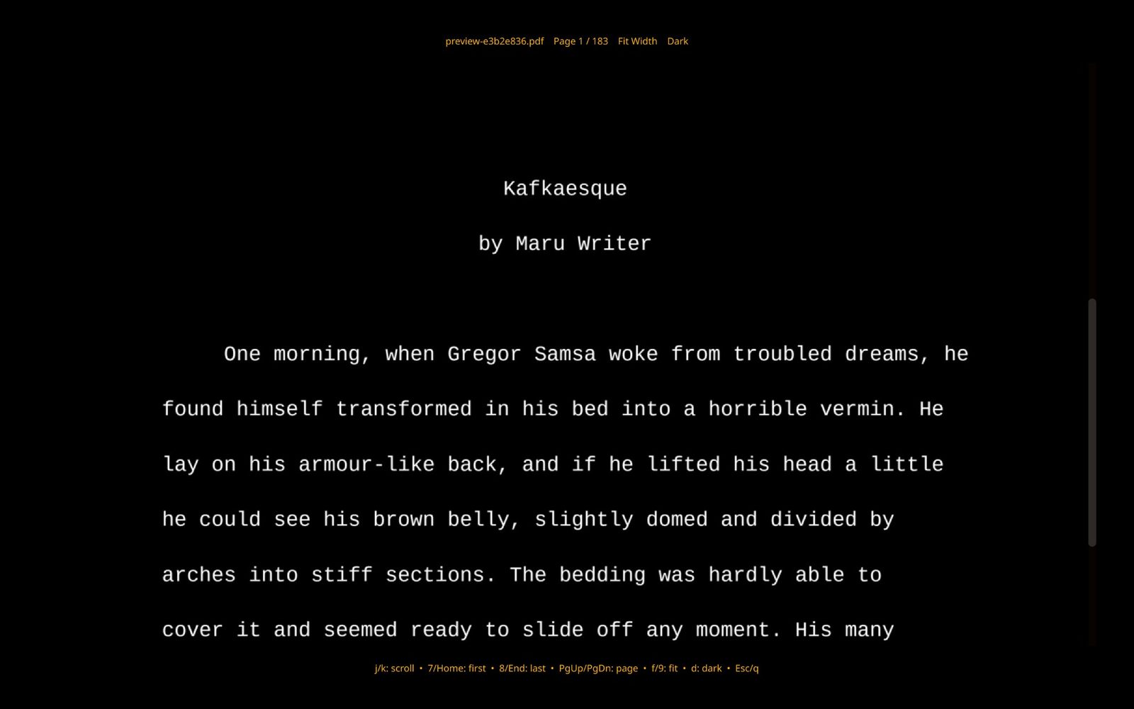 PDF Preview screenshot in Maru Writer